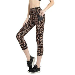 FITTIN Women's Leopard Workout Capris with Pocket